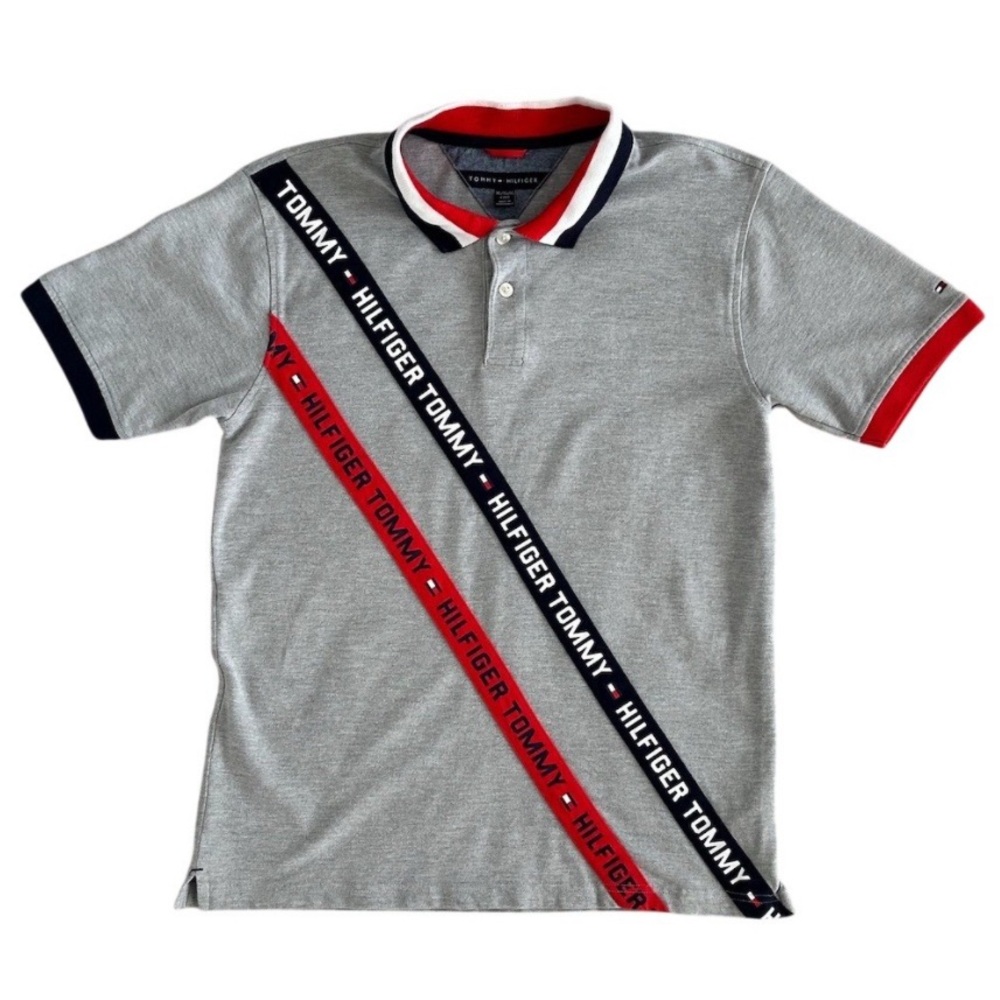Tommy Hilfiger Gray Polo with Red and Navy Accents